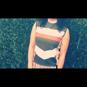 Sleeves color block turtle neck